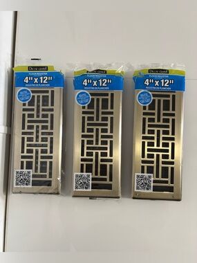 Decor Grates JH412-A Oriental Floor Register 4x12” Antique Brass Finish, 3 Pack